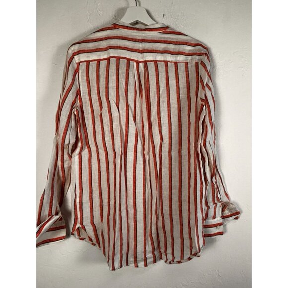 Gap Womens 100% Linen Striped Long Sleeve Blouse Top Small Red & White NWOT - Picture 2 of 7